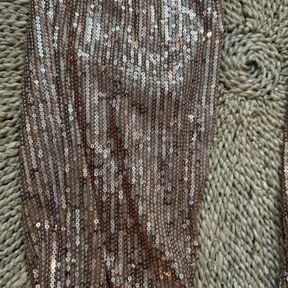 NWT AQUA Metallic Sparkly Rose Gold Sequin Jogger Pants Size XS - Picture 5 of 9